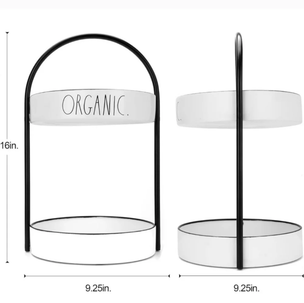 Rae Dunn Rustic White Metal Two Tiered Organic Farmhouse Kitchen Tray